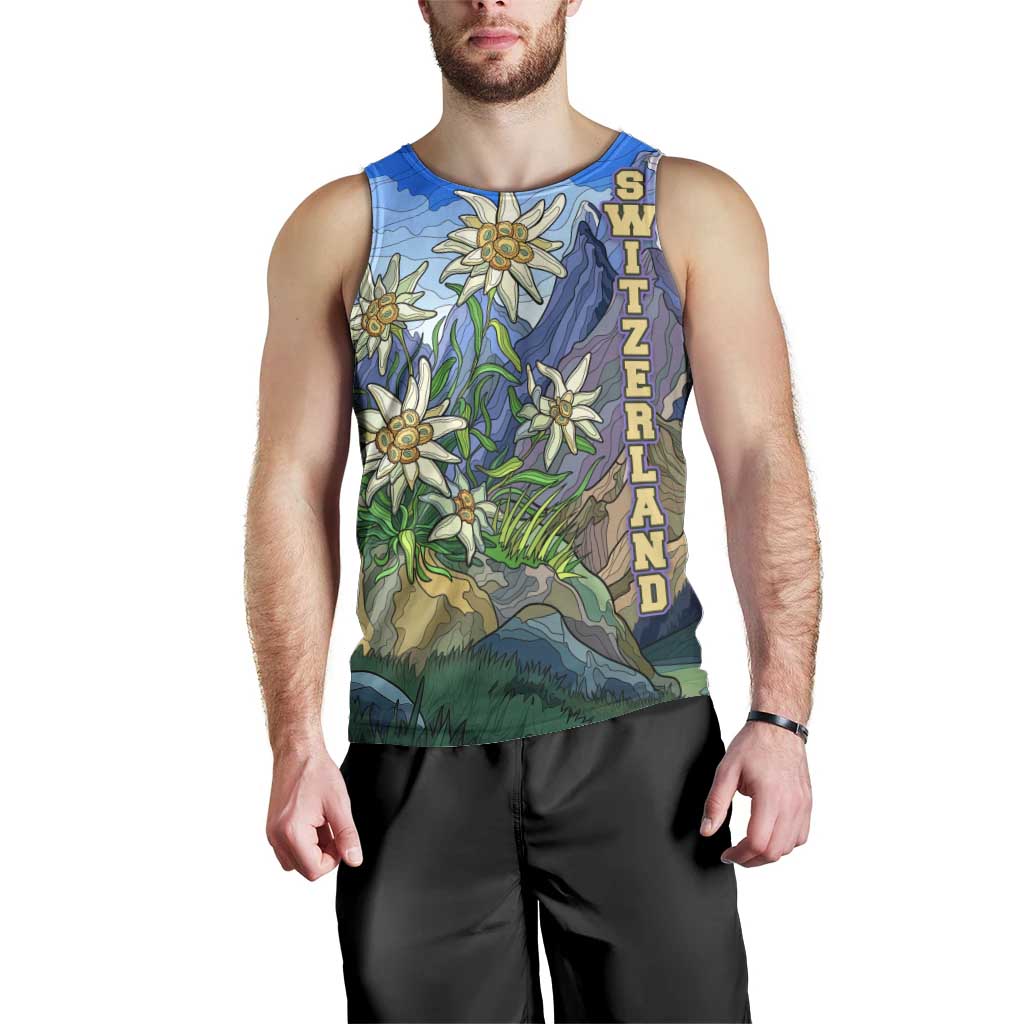 Edelweiss Flower Switzerland Mountain Men Tank Top - Wonder Print Shop