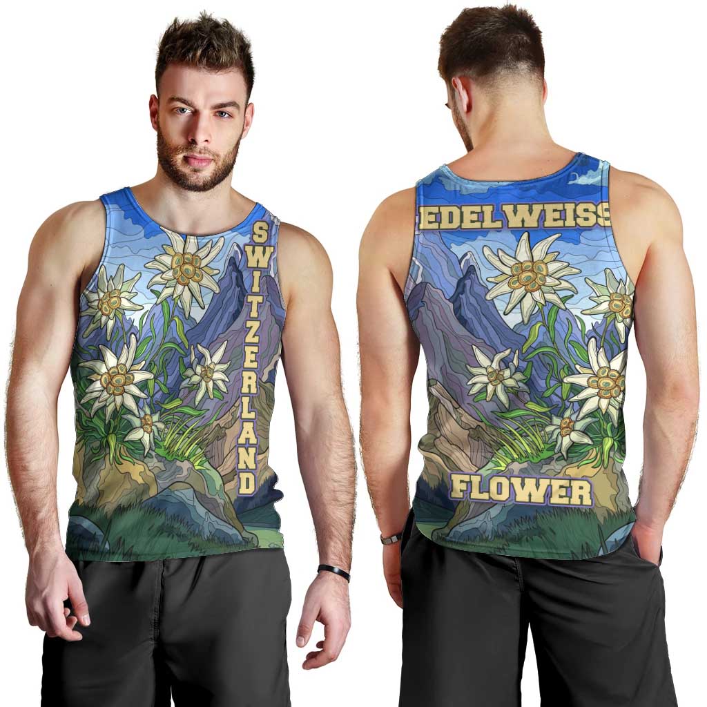 Edelweiss Flower Switzerland Mountain Men Tank Top - Wonder Print Shop