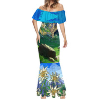 Edelweiss Flower Switzerland Mountain Mermaid Dress - Wonder Print Shop