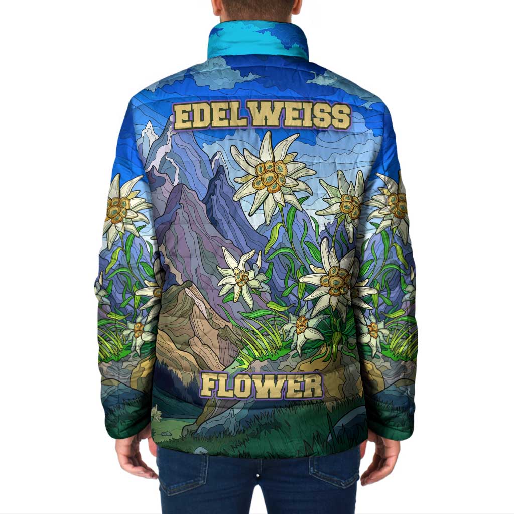 Edelweiss Flower Switzerland Mountain Padded Jacket - Wonder Print Shop