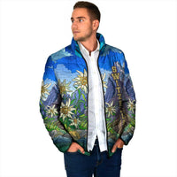 Edelweiss Flower Switzerland Mountain Padded Jacket - Wonder Print Shop