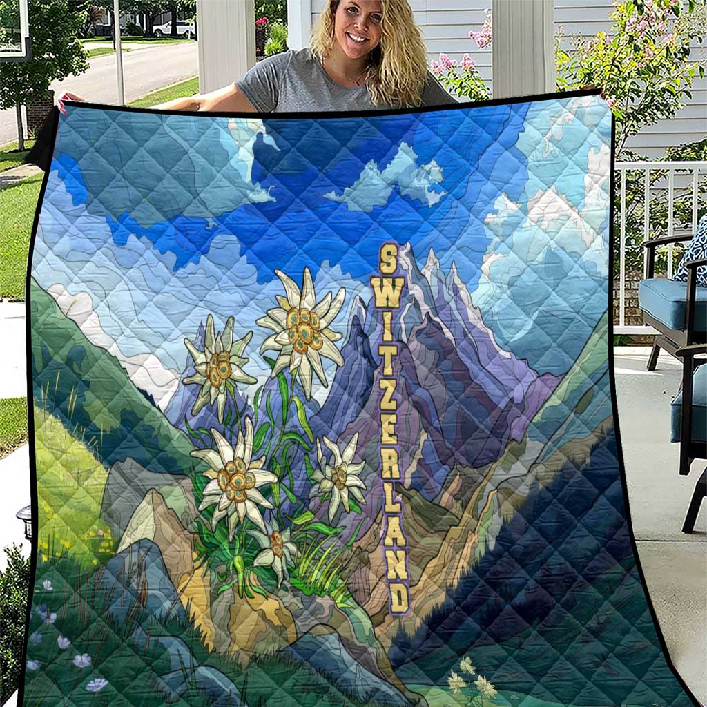 Edelweiss Flower Switzerland Mountain Quilt - Wonder Print Shop