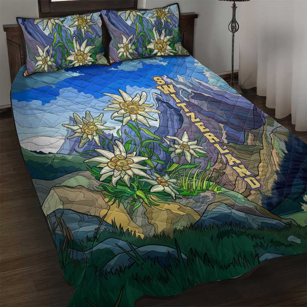 Edelweiss Flower Switzerland Mountain Quilt Bed Set - Wonder Print Shop