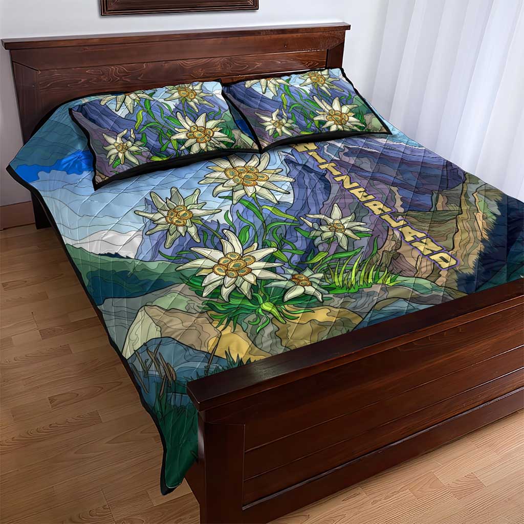 Edelweiss Flower Switzerland Mountain Quilt Bed Set - Wonder Print Shop