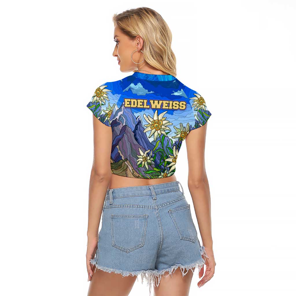 Edelweiss Flower Switzerland Mountain Raglan Cropped T Shirt - Wonder Print Shop
