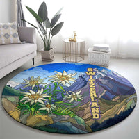 Edelweiss Flower Switzerland Mountain Round Carpet - Wonder Print Shop