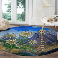 Edelweiss Flower Switzerland Mountain Round Carpet - Wonder Print Shop