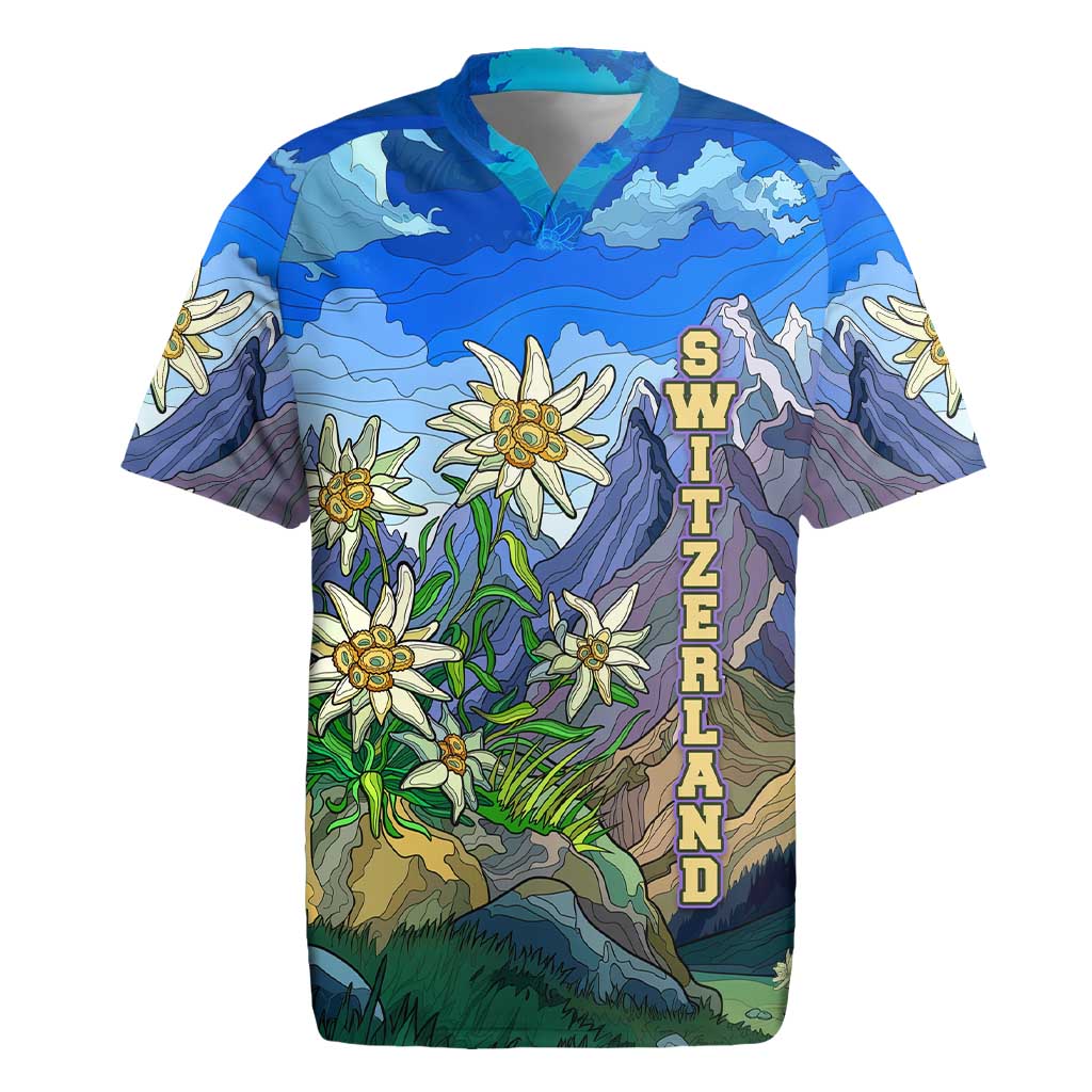 Edelweiss Flower Switzerland Mountain Rugby Jersey - Wonder Print Shop