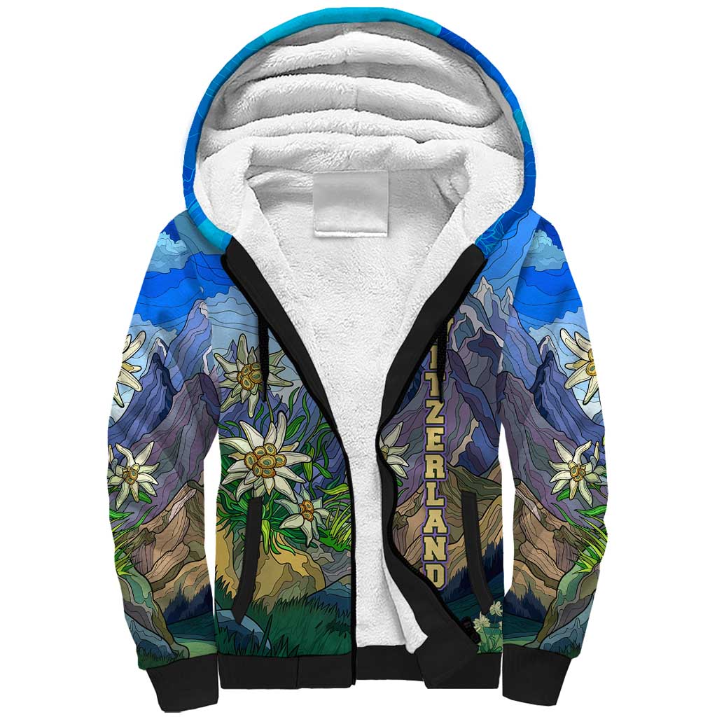 Edelweiss Flower Switzerland Mountain Sherpa Hoodie - Wonder Print Shop