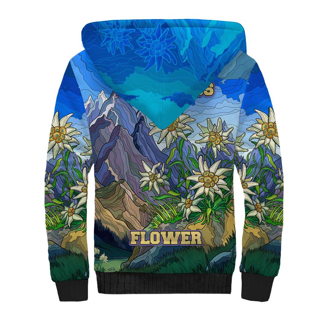 Edelweiss Flower Switzerland Mountain Sherpa Hoodie - Wonder Print Shop