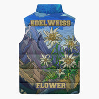 Edelweiss Flower Switzerland Mountain Sleeveless Puffer Jacket - Wonder Print Shop