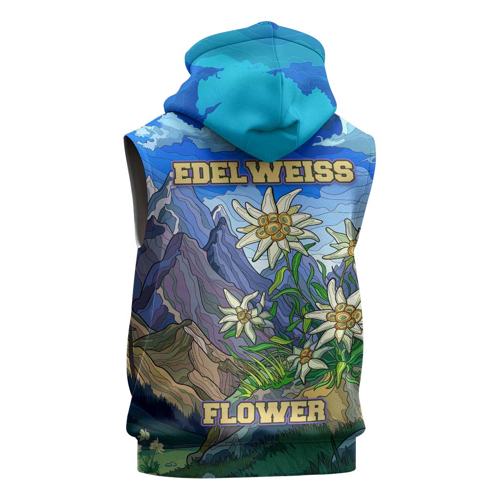 Edelweiss Flower Switzerland Mountain Sleeveless Zip Hoodie - Wonder Print Shop