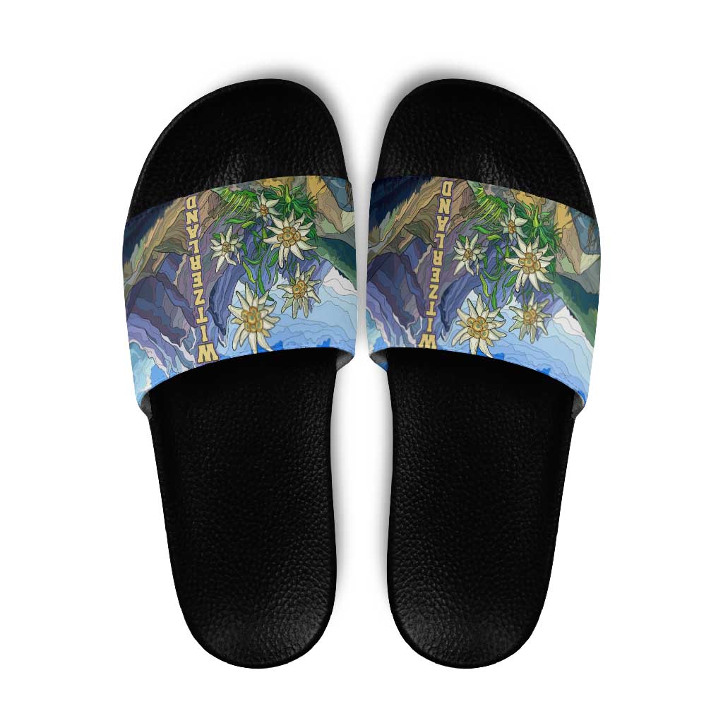 Edelweiss Flower Switzerland Mountain Slide Sandals - Wonder Print Shop