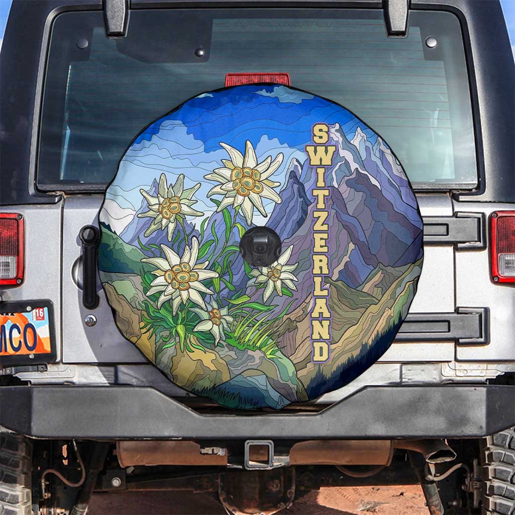 Edelweiss Flower Switzerland Mountain Spare Tire Cover - Wonder Print Shop