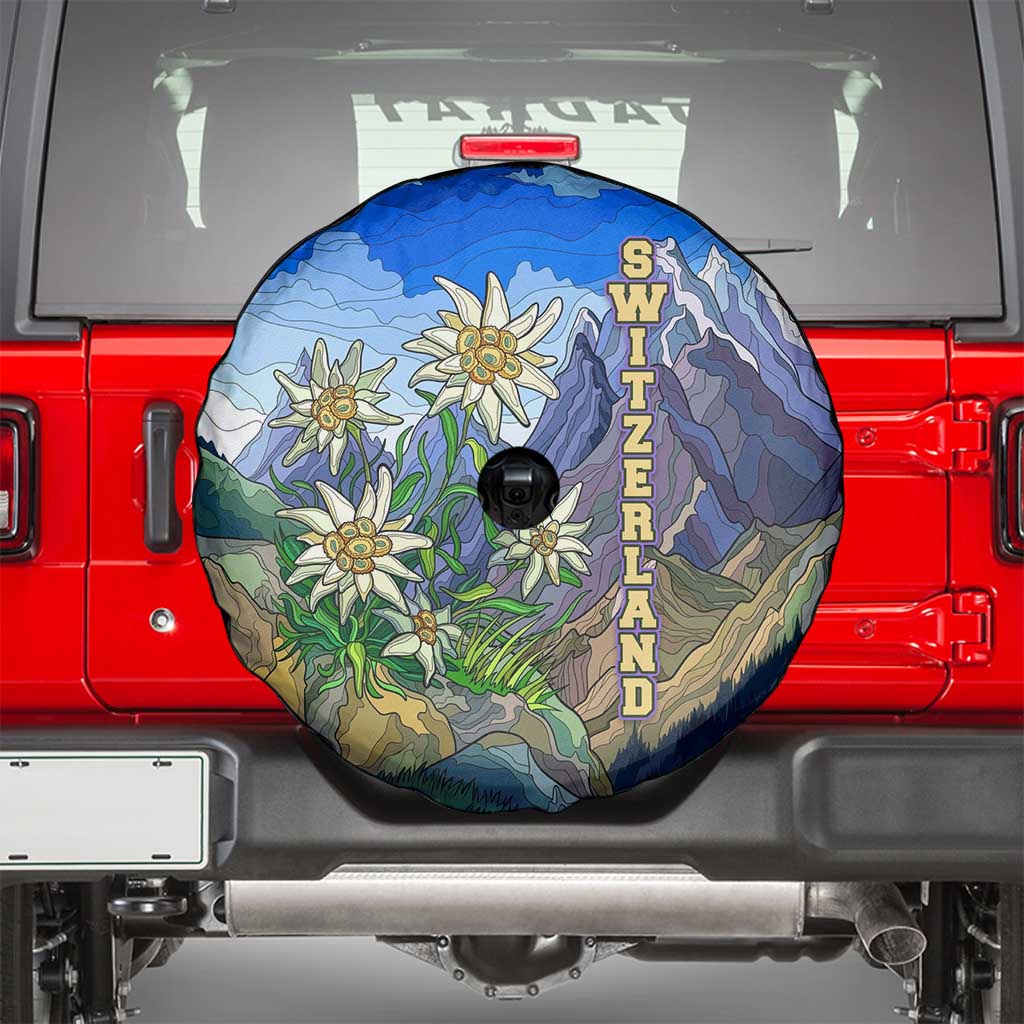 Edelweiss Flower Switzerland Mountain Spare Tire Cover - Wonder Print Shop