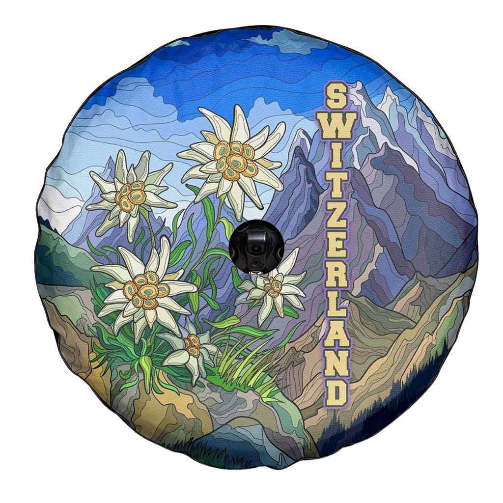 Edelweiss Flower Switzerland Mountain Spare Tire Cover - Wonder Print Shop
