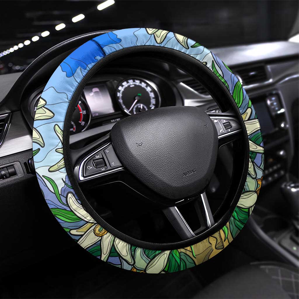 Edelweiss Flower Switzerland Mountain Steering Wheel Cover - Wonder Print Shop