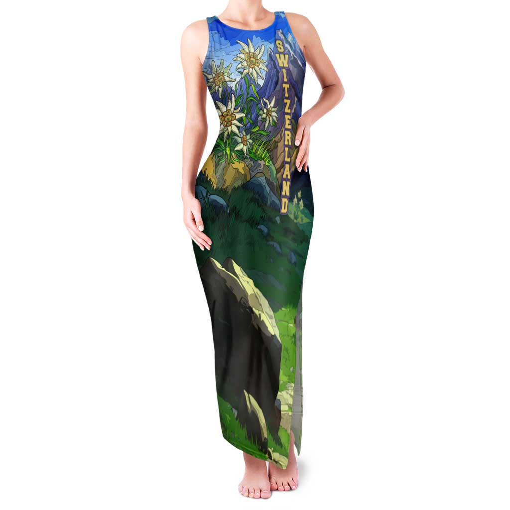 Edelweiss Flower Switzerland Mountain Tank Maxi Dress - Wonder Print Shop