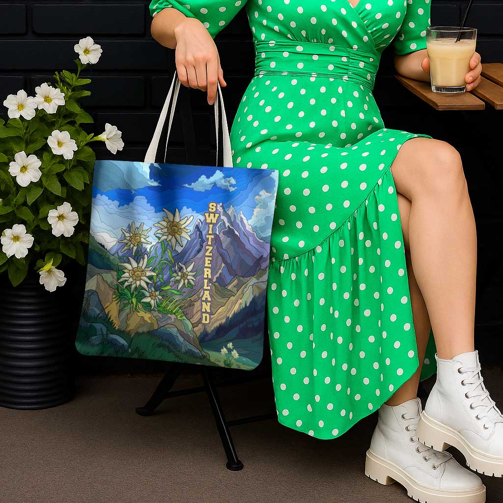 Edelweiss Flower Switzerland Mountain Tote Bag - Wonder Print Shop