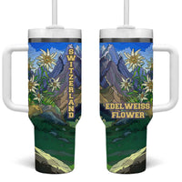 Edelweiss Flower Switzerland Mountain Tumbler With Handle - Wonder Print Shop