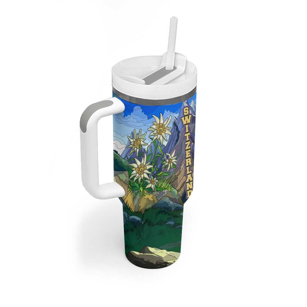 Edelweiss Flower Switzerland Mountain Tumbler With Handle - Wonder Print Shop