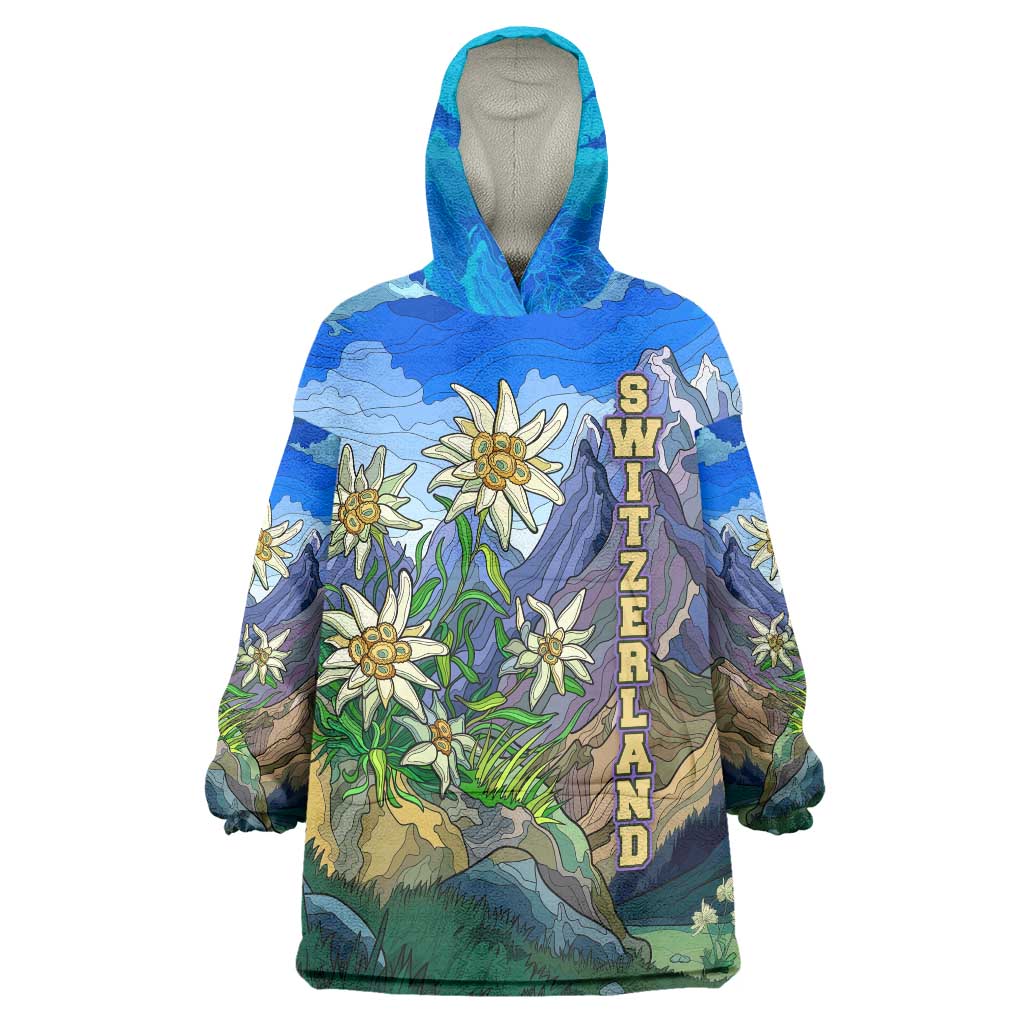 Edelweiss Flower Switzerland Mountain Wearable Blanket Hoodie - Wonder Print Shop