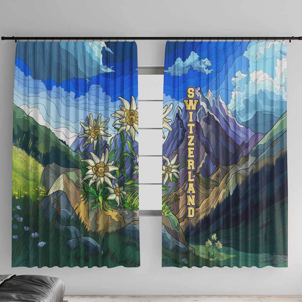 Edelweiss Flower Switzerland Mountain Window Curtain - Wonder Print Shop