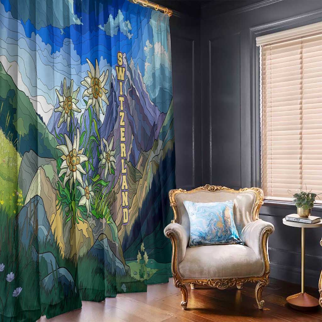 Edelweiss Flower Switzerland Mountain Window Curtain - Wonder Print Shop