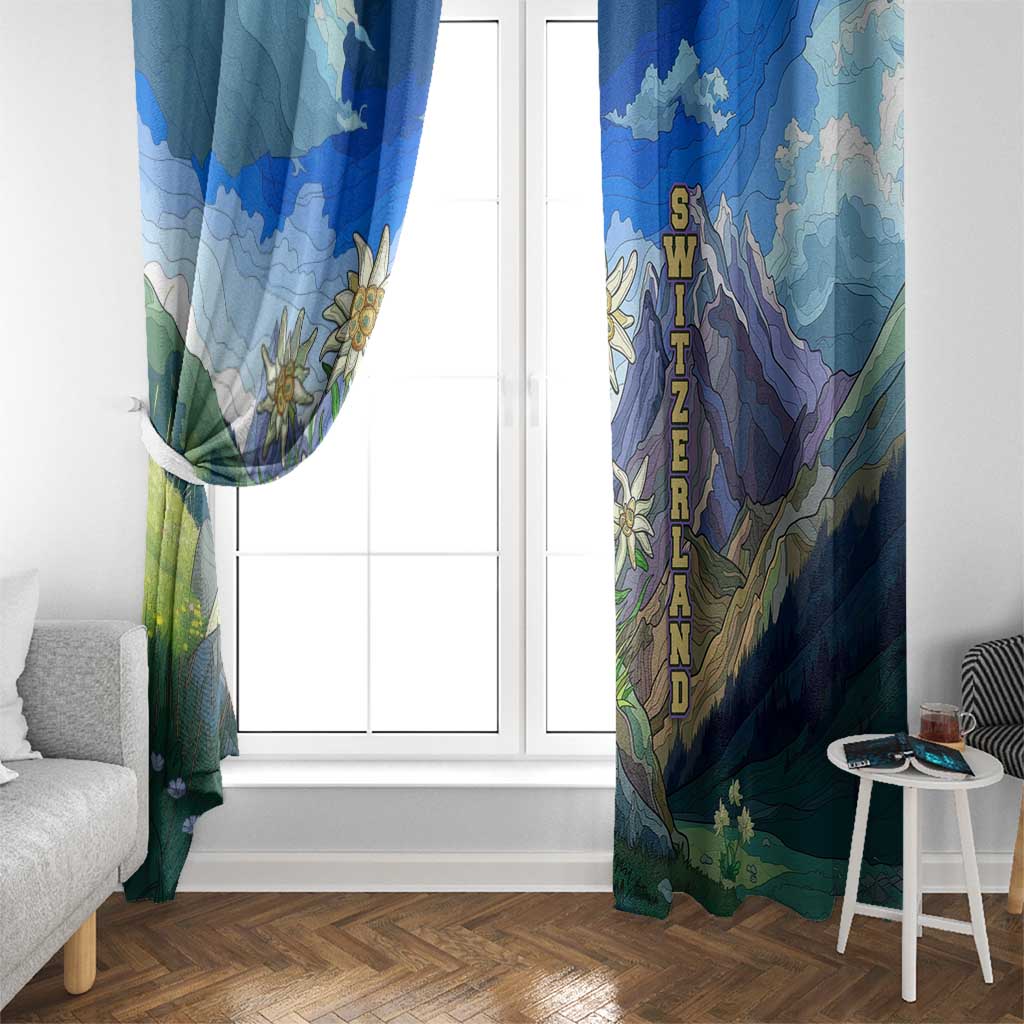 Edelweiss Flower Switzerland Mountain Window Curtain - Wonder Print Shop