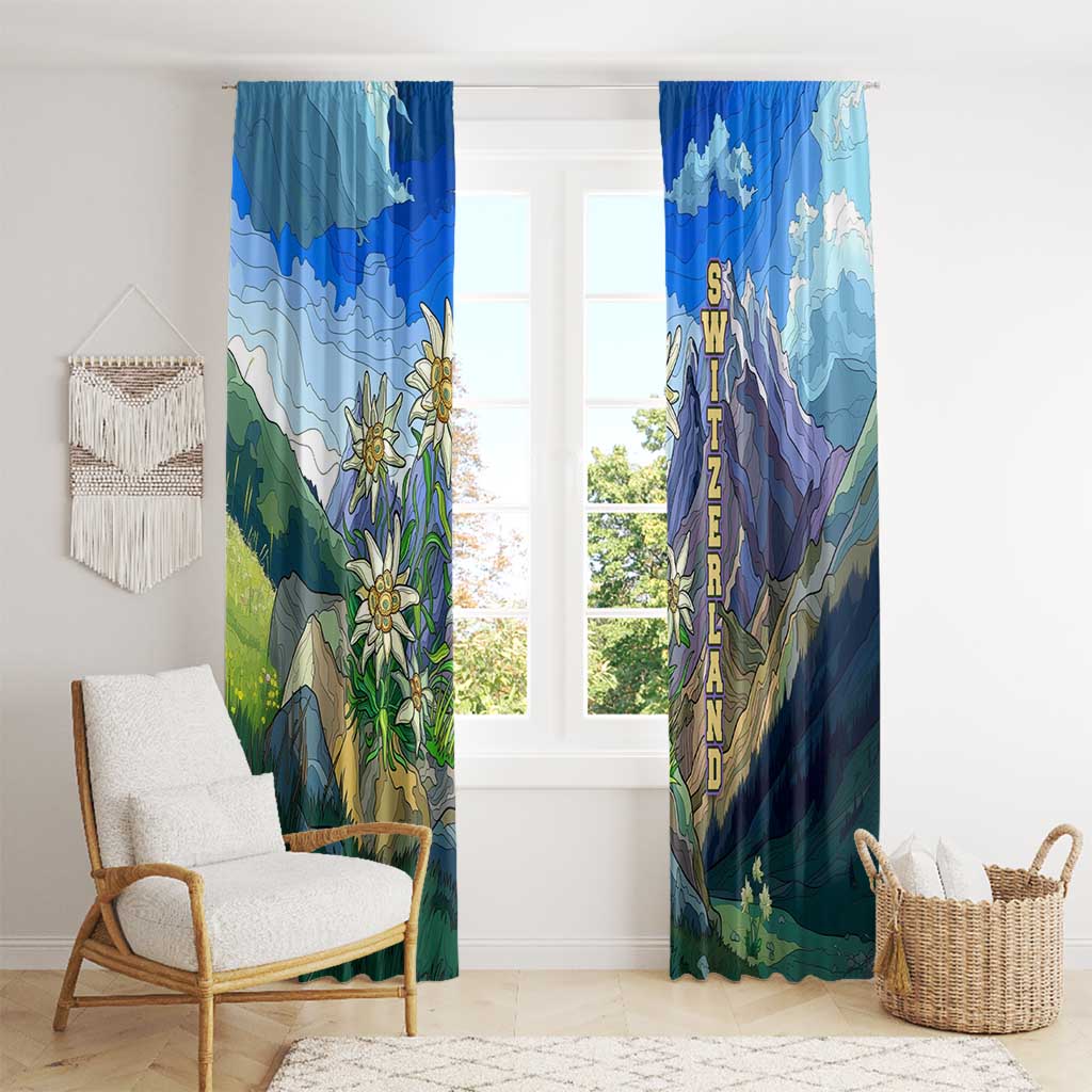 Edelweiss Flower Switzerland Mountain Window Curtain - Wonder Print Shop