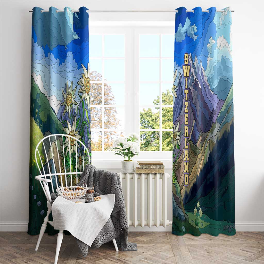 Edelweiss Flower Switzerland Mountain Window Curtain - Wonder Print Shop