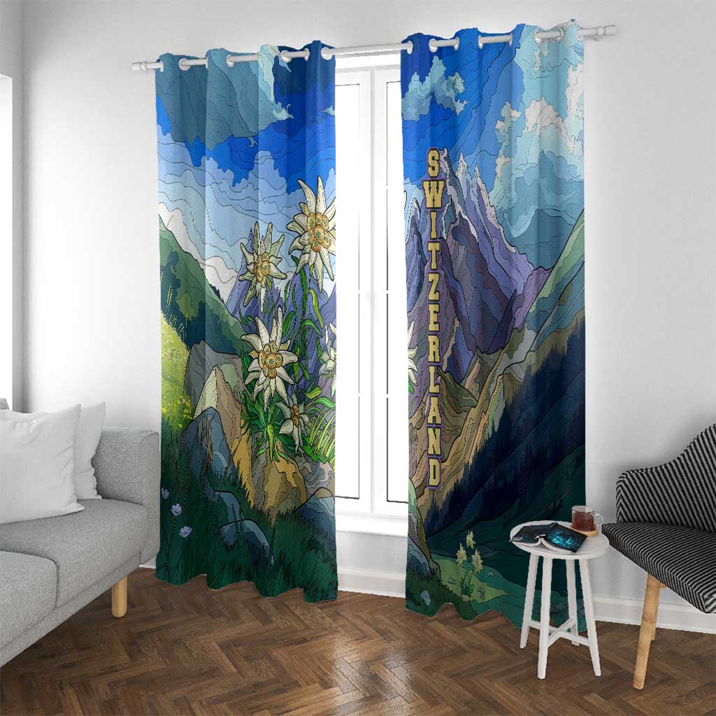 Edelweiss Flower Switzerland Mountain Window Curtain - Wonder Print Shop