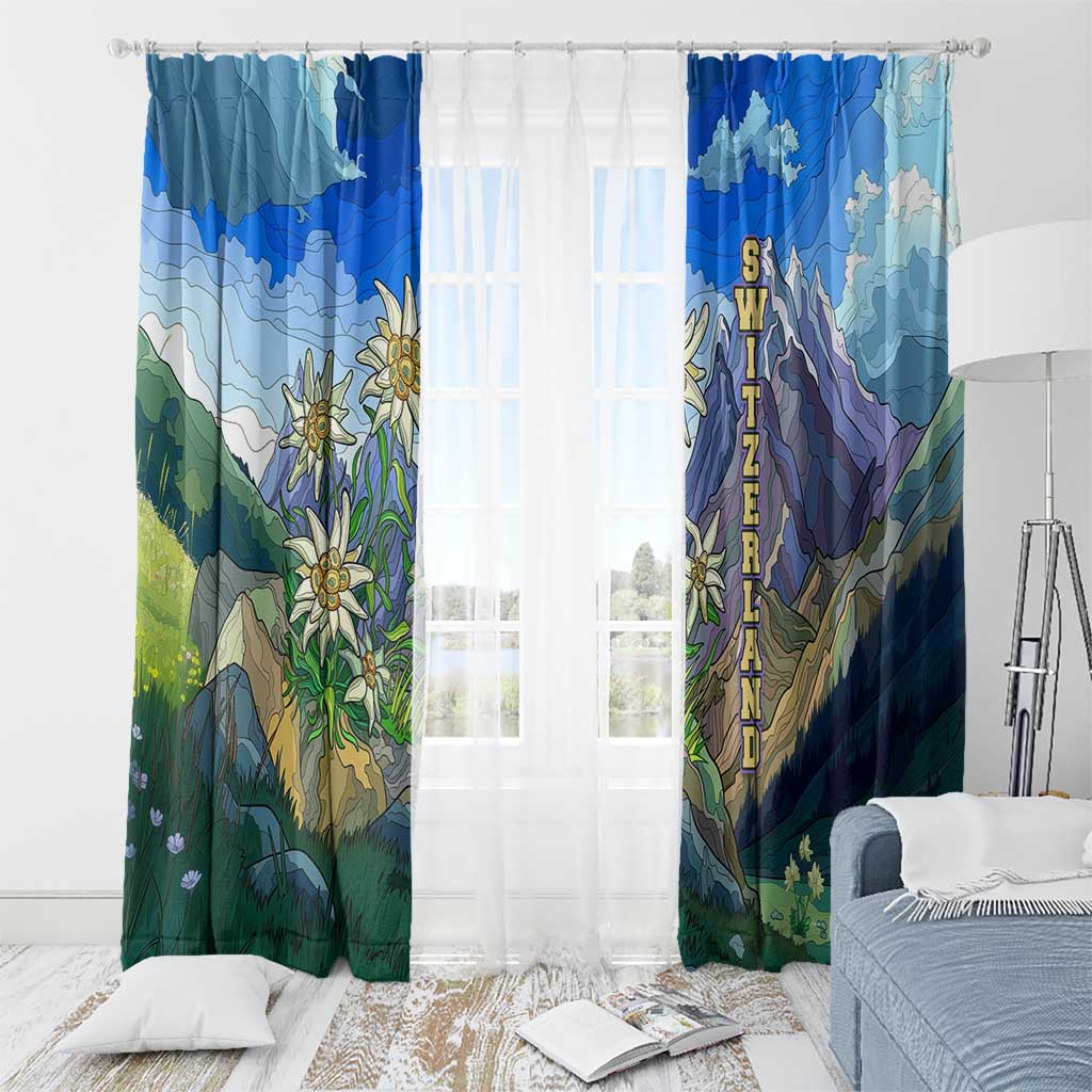 Edelweiss Flower Switzerland Mountain Window Curtain - Wonder Print Shop