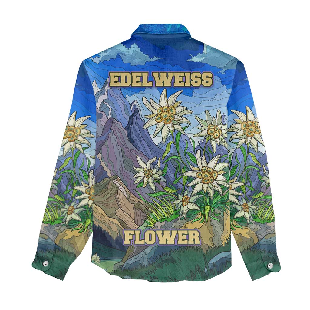 Edelweiss Flower Switzerland Mountain Women Casual Shirt - Wonder Print Shop