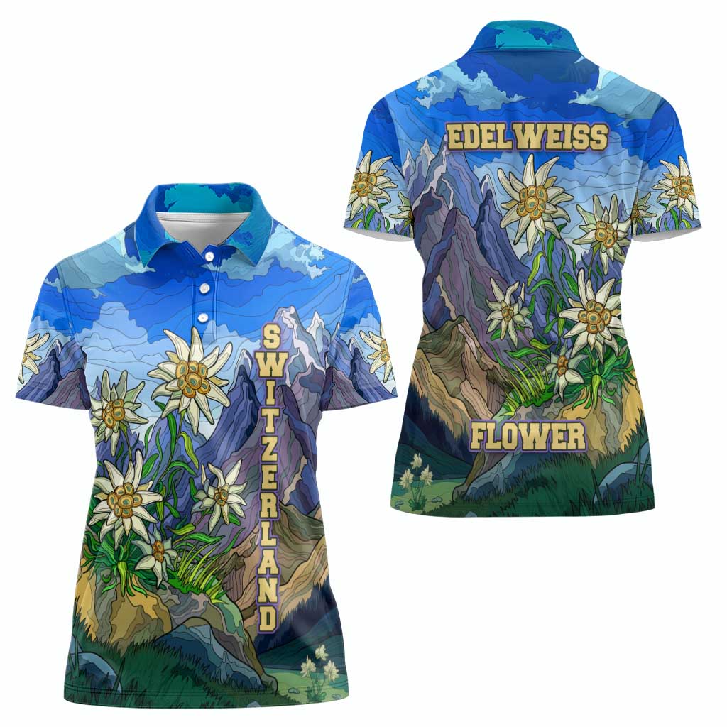 Edelweiss Flower Switzerland Mountain Women Polo Shirt - Wonder Print Shop