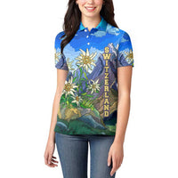 Edelweiss Flower Switzerland Mountain Women Polo Shirt - Wonder Print Shop