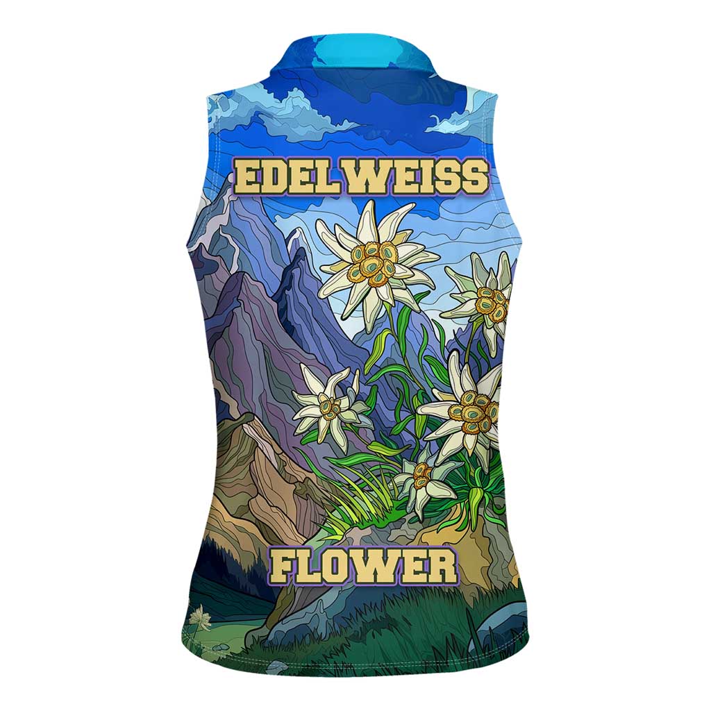 Edelweiss Flower Switzerland Mountain Women Sleeveless Polo Shirt - Wonder Print Shop