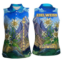 Edelweiss Flower Switzerland Mountain Women Sleeveless Polo Shirt - Wonder Print Shop