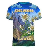 Edelweiss Flower Switzerland Mountain Women V-Neck T-Shirt - Wonder Print Shop