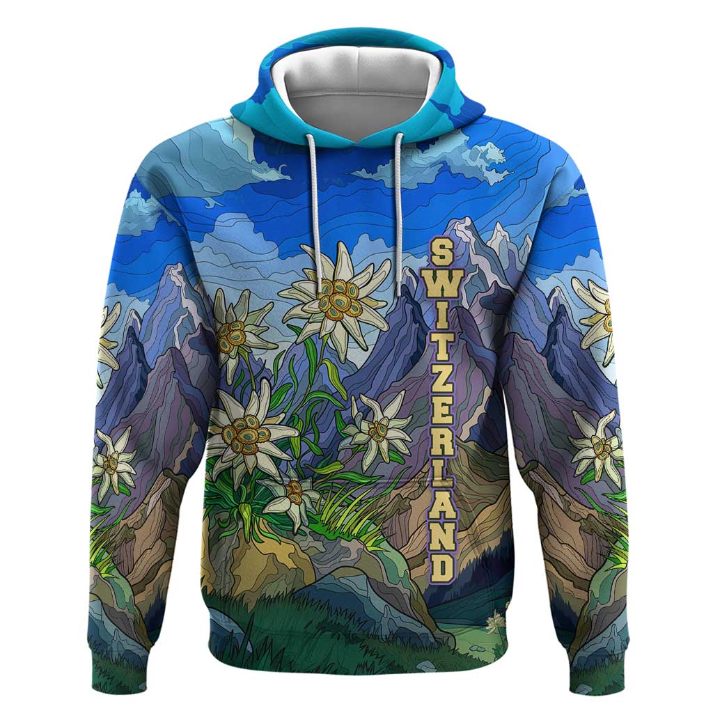 Edelweiss Flower Switzerland Mountain Zip Hoodie - Wonder Print Shop
