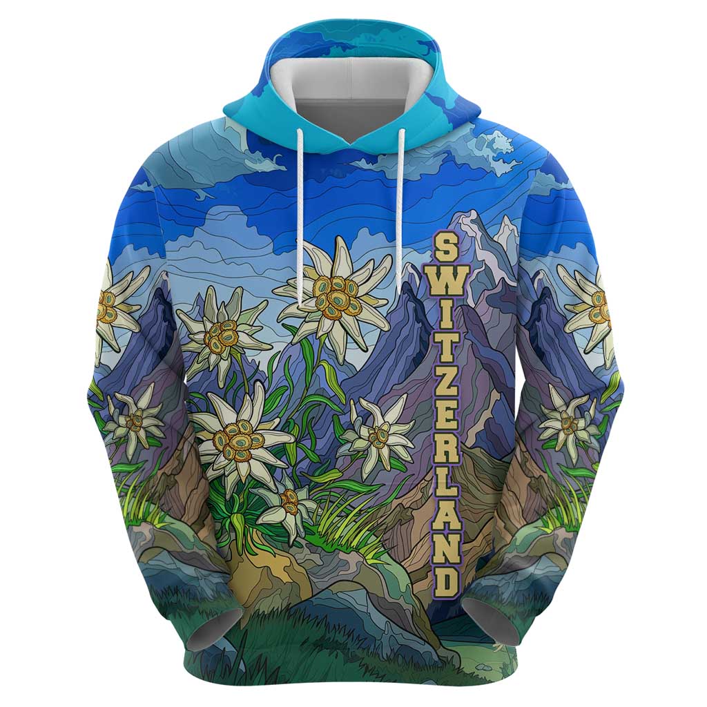 Edelweiss Flower Switzerland Mountain Zip Hoodie - Wonder Print Shop