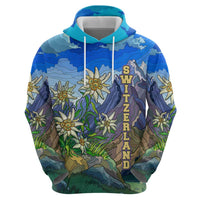 Edelweiss Flower Switzerland Mountain Zip Hoodie - Wonder Print Shop
