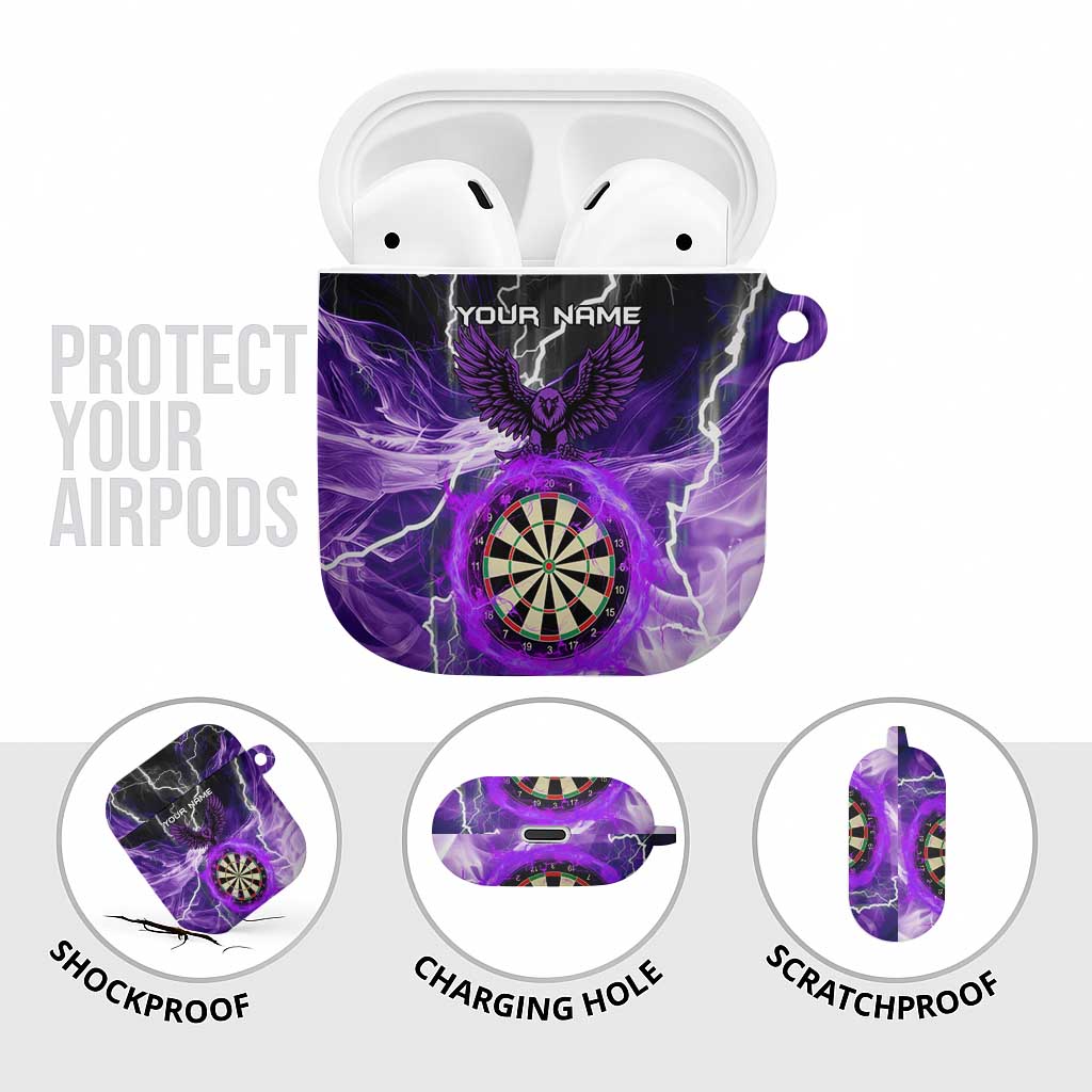 Personalized Purple Lightning Darts Board AirPods Case with Owl Graphic - Wonder Print Shop