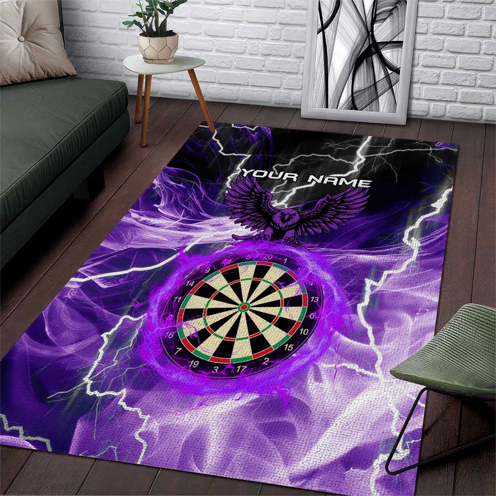 Personalized Purple Lightning Darts Board Area Rug with Owl Graphic - Wonder Print Shop