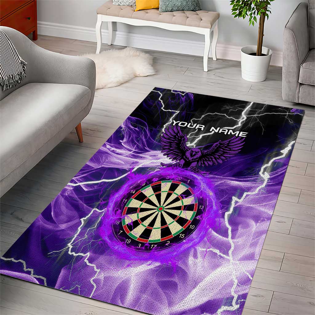 Personalized Purple Lightning Darts Board Area Rug with Owl Graphic - Wonder Print Shop