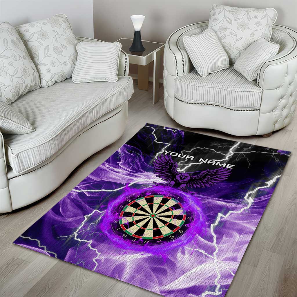 Personalized Purple Lightning Darts Board Area Rug with Owl Graphic - Wonder Print Shop