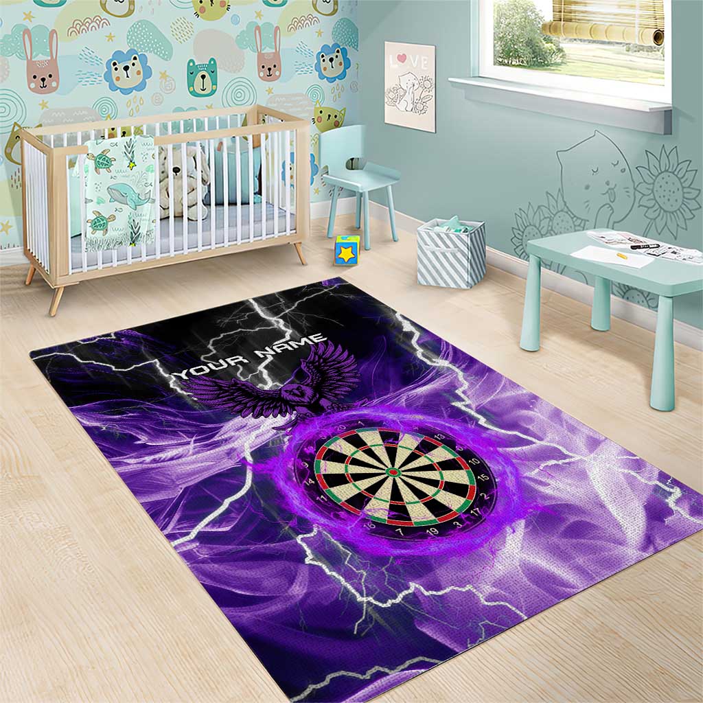 Personalized Purple Lightning Darts Board Area Rug with Owl Graphic - Wonder Print Shop