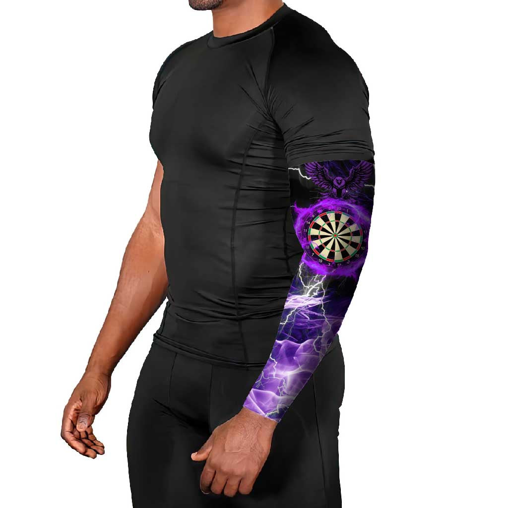 Personalized Purple Lightning Darts Board Arm Sleeves with Owl Graphic - Wonder Print Shop
