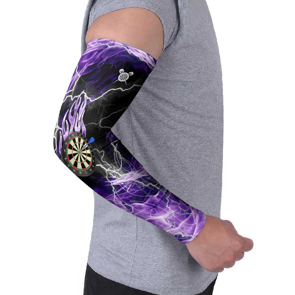 Personalized Purple Lightning Darts Board Arm Sleeves with Owl Graphic - Wonder Print Shop