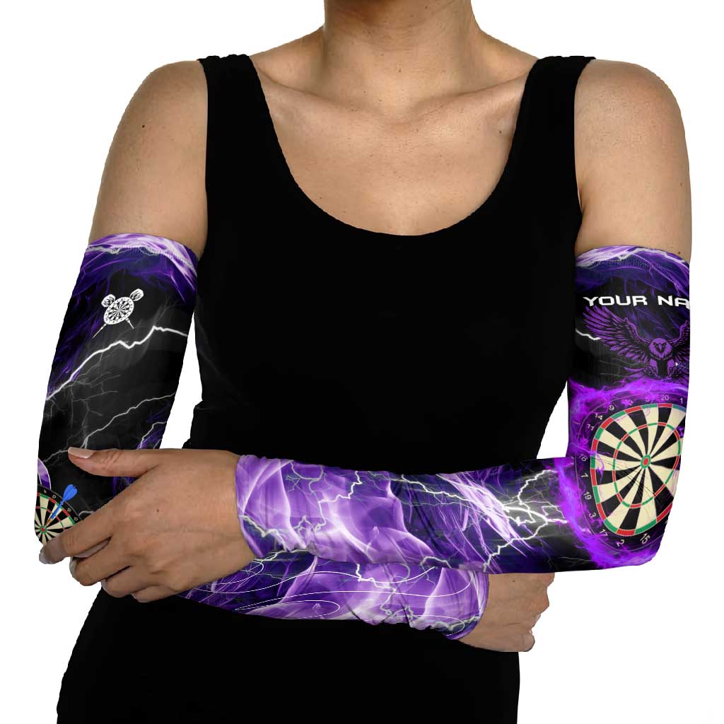 Personalized Purple Lightning Darts Board Arm Sleeves with Owl Graphic - Wonder Print Shop